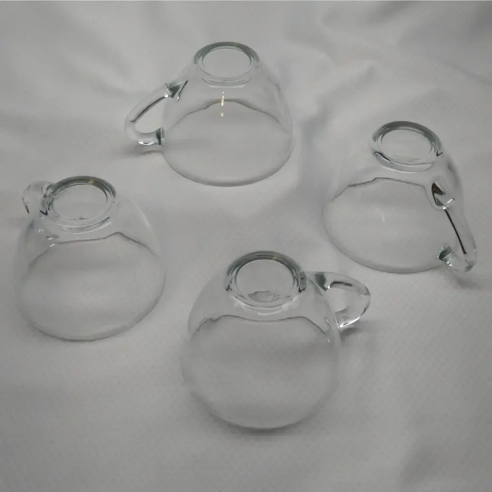 Arcoroc J.G. Durand Cristelle Clear Glass Tea Cups Set 4 New In Box 1980s